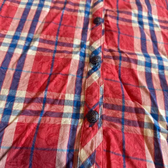 Aratta Silent Journey Plaid Sleeveless Dress Floral Chiffon Back Paisley Flowy - Picture 10 of 12